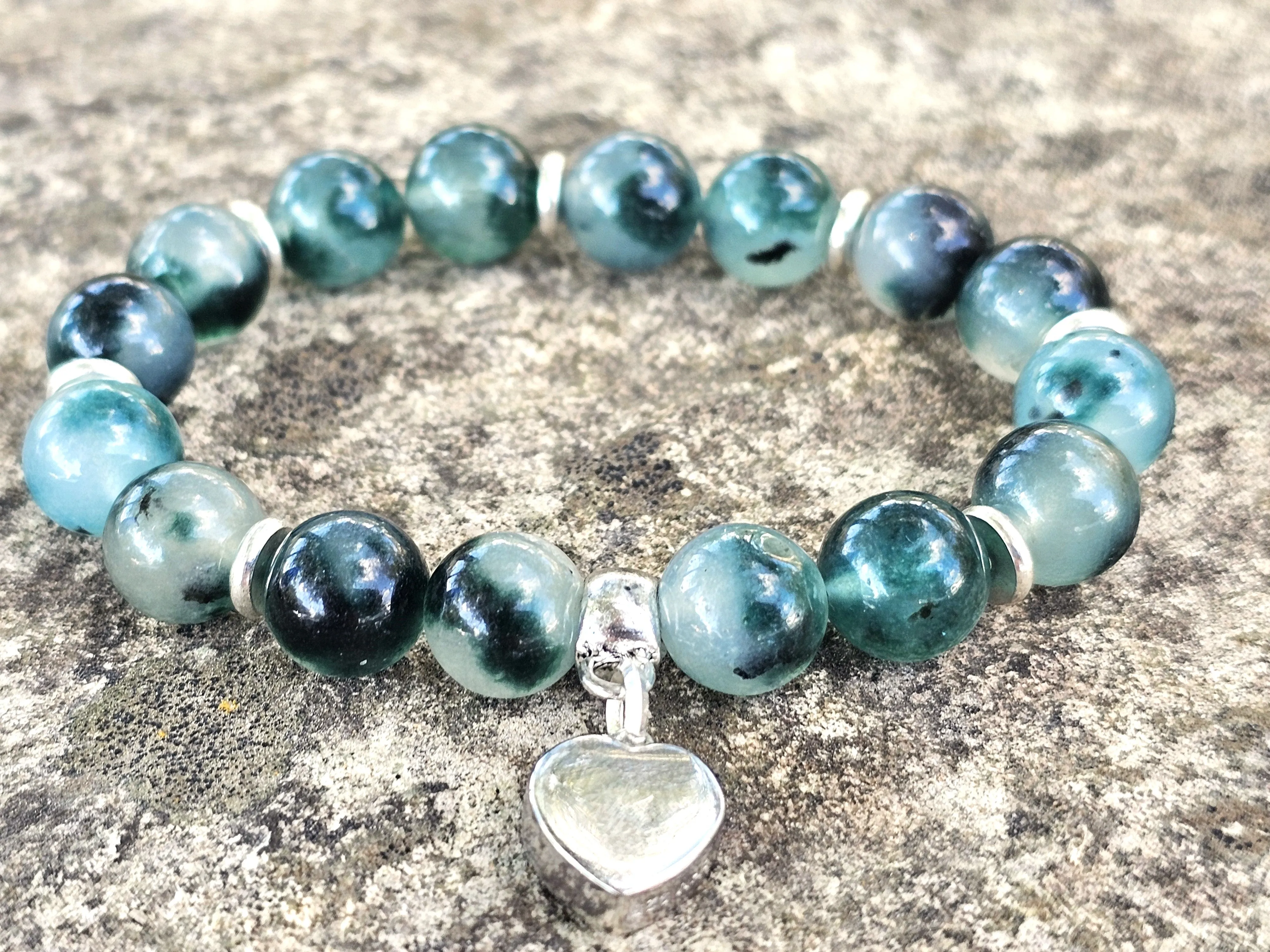 Healing Bracelet with Heart Keepsake Urn Charm - Multiple Colors