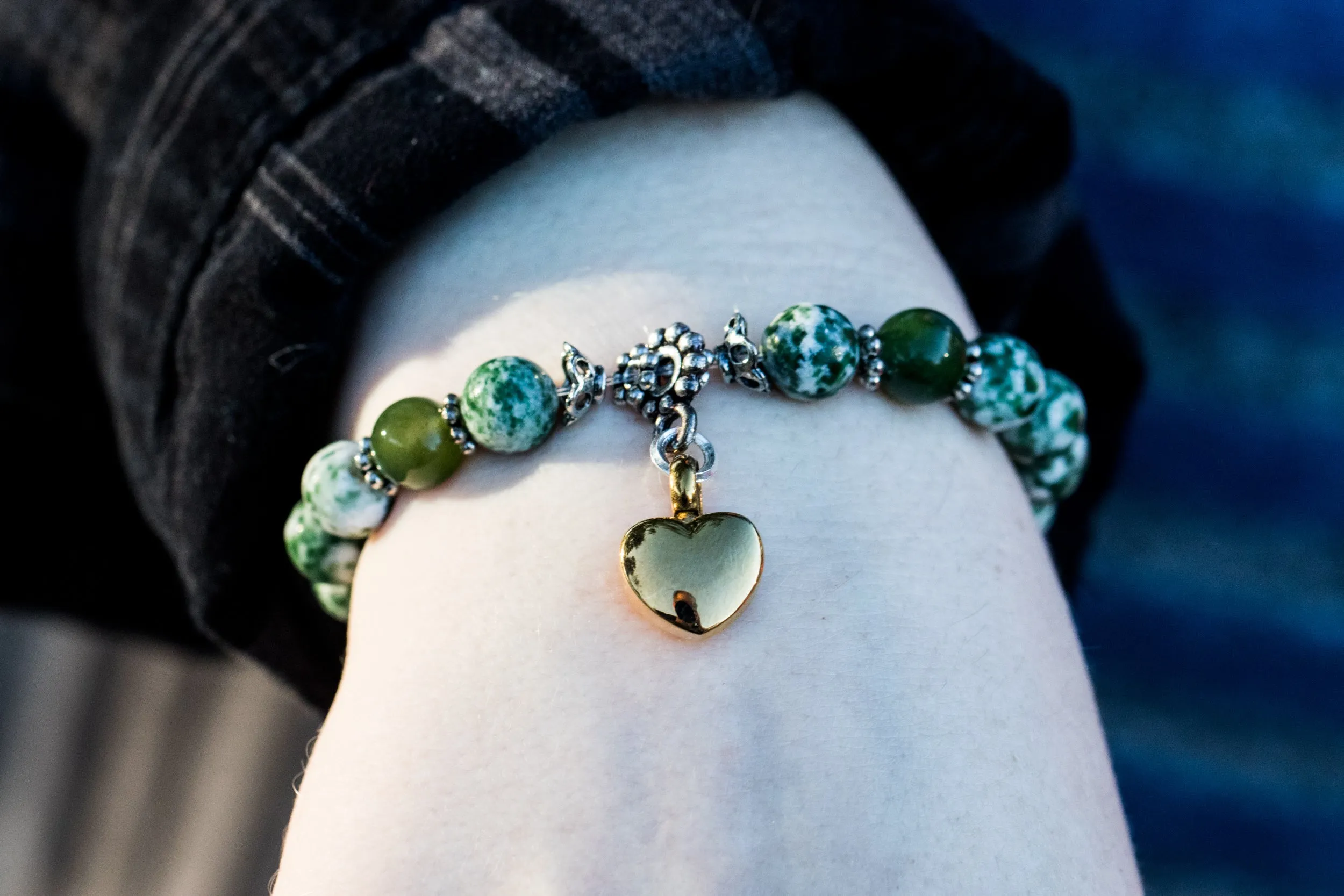 Healing Bracelet with Heart Keepsake Urn Charm - Multiple Colors