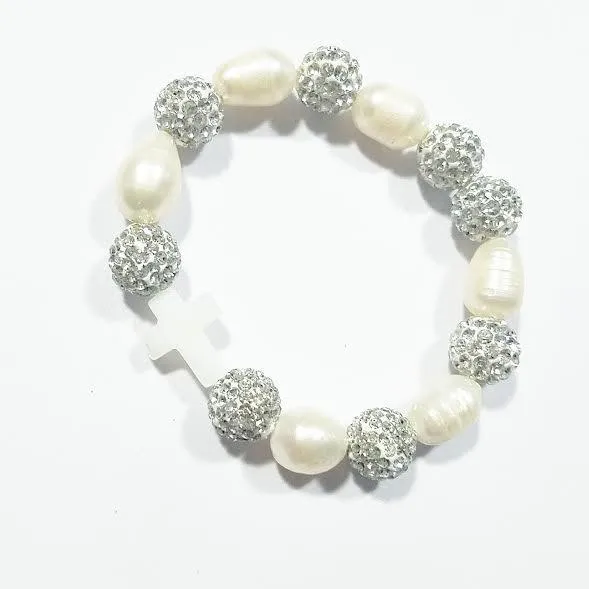 Heart Me Ivory Cross Freshwater Pearl Bracelet