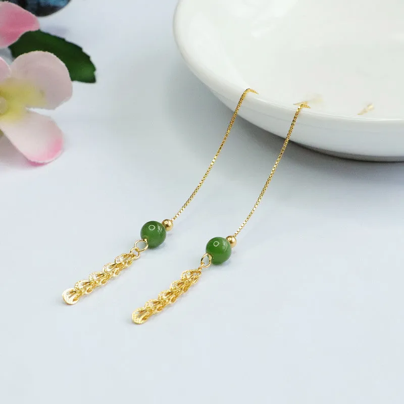 Heavenly Phoenix Jade Thread Earrings