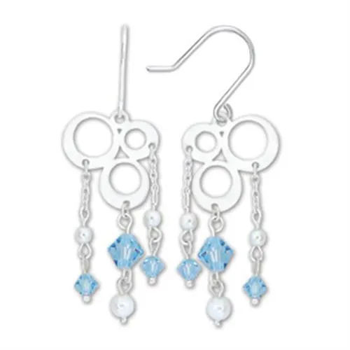 High-Polished 925 Sterling Silver Earrings with Synthetic Spinel in Sea Blue for Women Style 53903