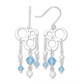 High-Polished 925 Sterling Silver Earrings with Synthetic Spinel in Sea Blue for Women Style 53903