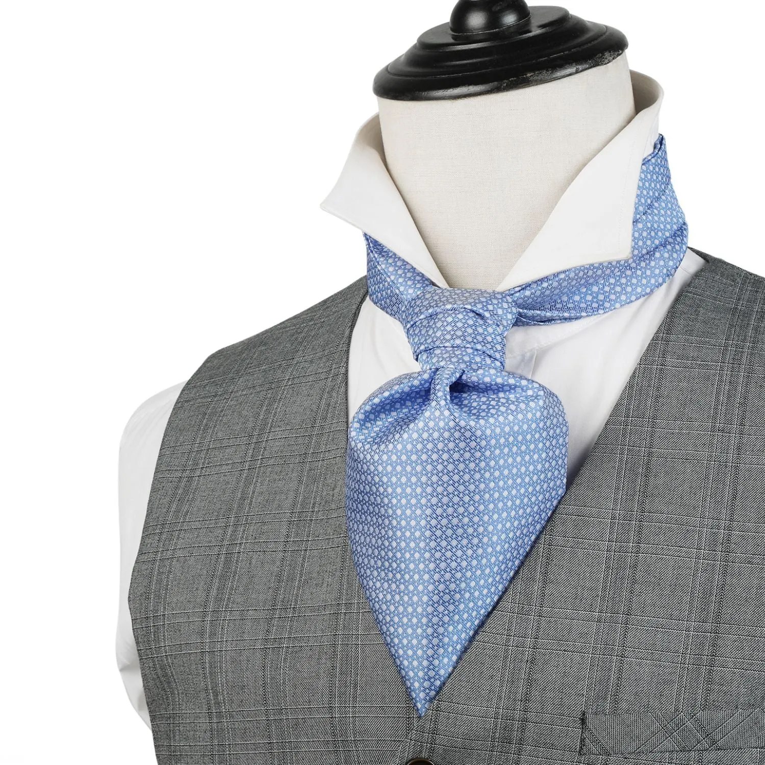 Houndstooth Ascot Handkerchief Set - A-02 BLUE