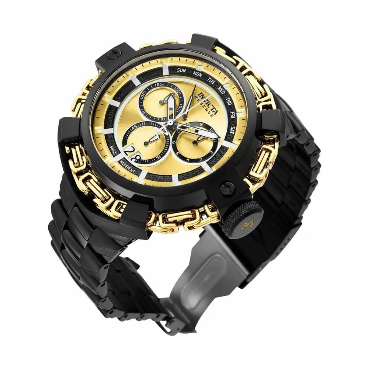 Invicta Men's Chronograph Watch - Reserve Wolf King Quartz Black Bracelet | 36189