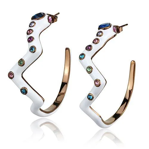 IP Coffee light Stainless Steel Earrings with Top Grade Crystal in Multi Color for Women Multi Color Stone Color Style TK2729