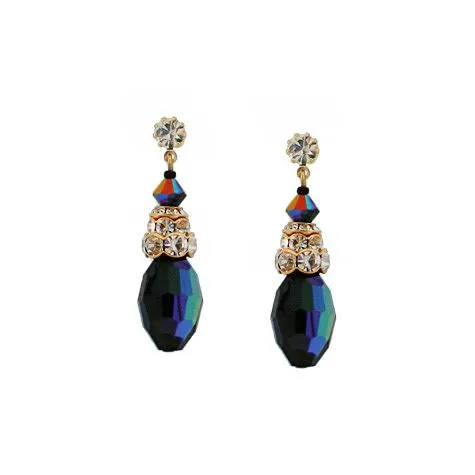 Iridescent Black Melon Crystal Earrings