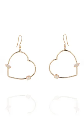 Ivory Pearl Heart Hoop Earrings