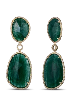 Jade and Diamond Drop Earrings