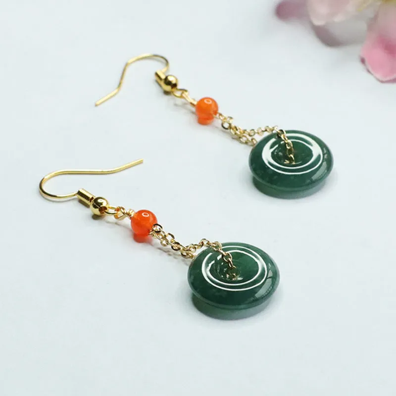 Jade Tassel Earrings with Sterling Silver Safe Hook