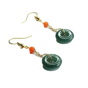 Jade Tassel Earrings with Sterling Silver Safe Hook