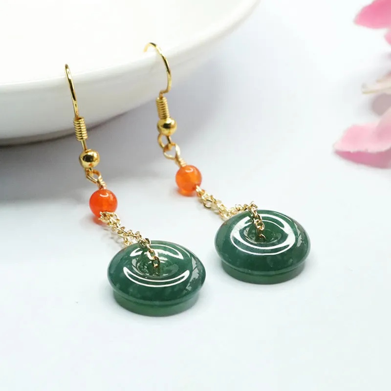 Jade Tassel Earrings with Sterling Silver Safe Hook