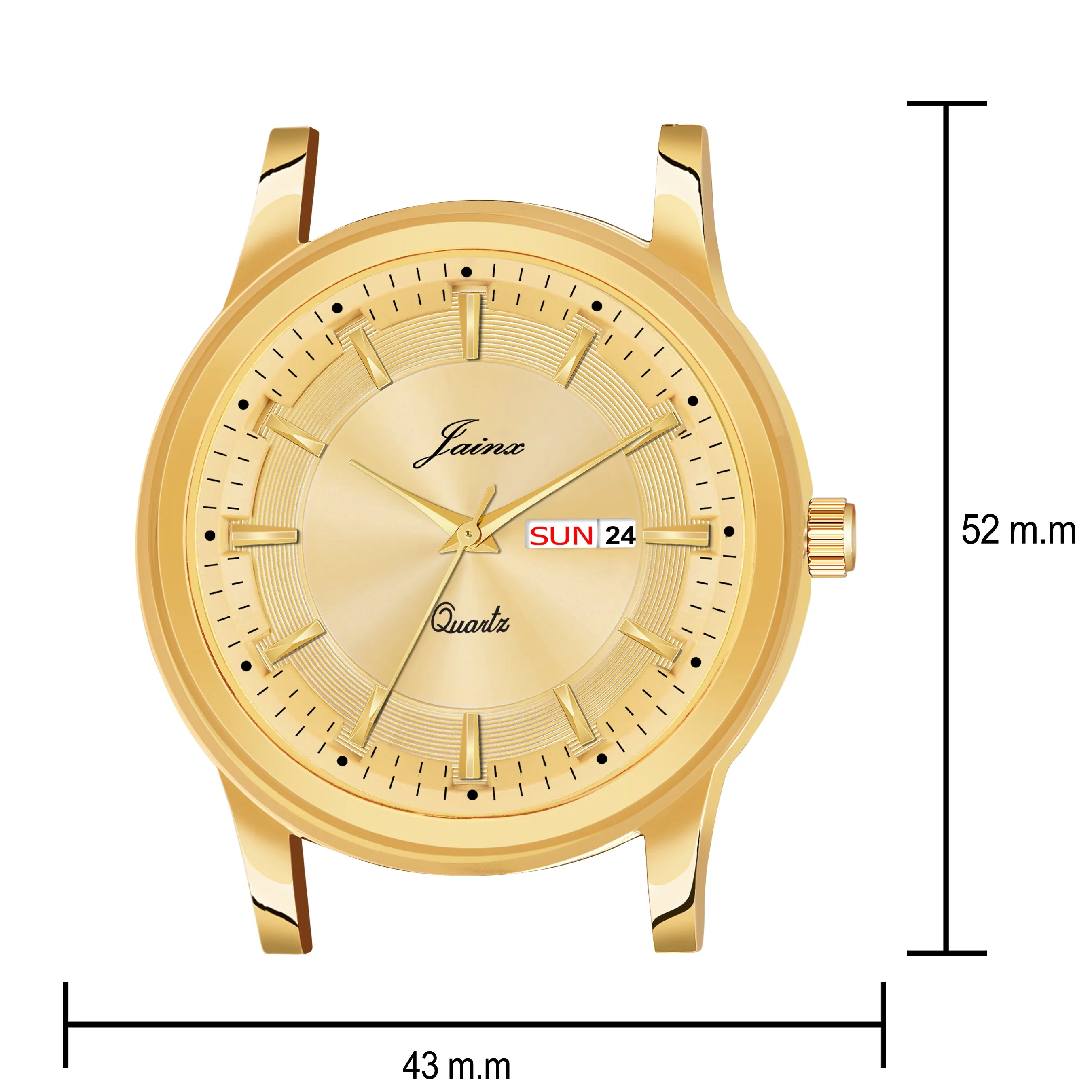 Jainx Premium Day & Date Feature Golden Dial Analogue Watch For Men - JM1175