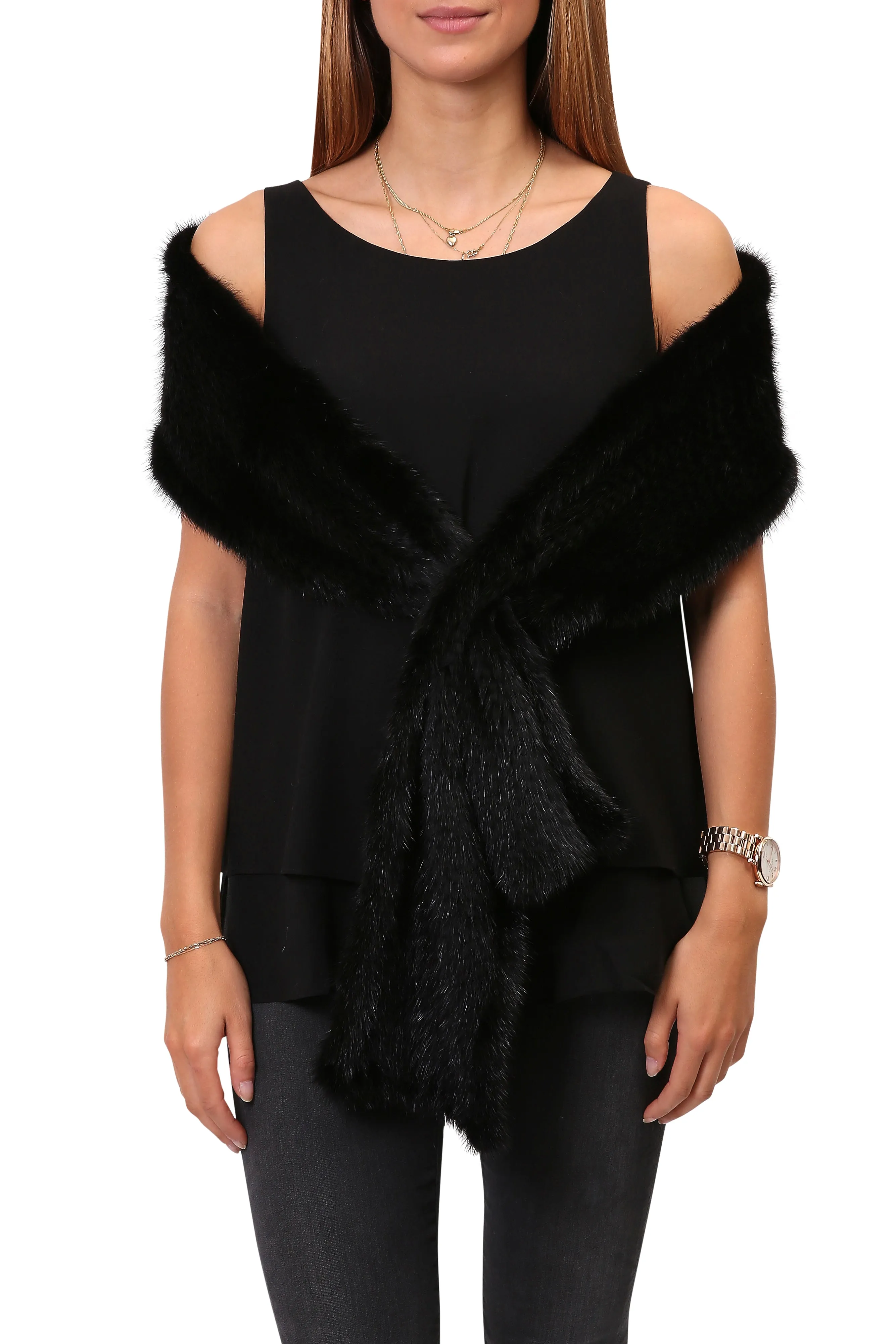 Jessimara Black Mink Stole Scarf