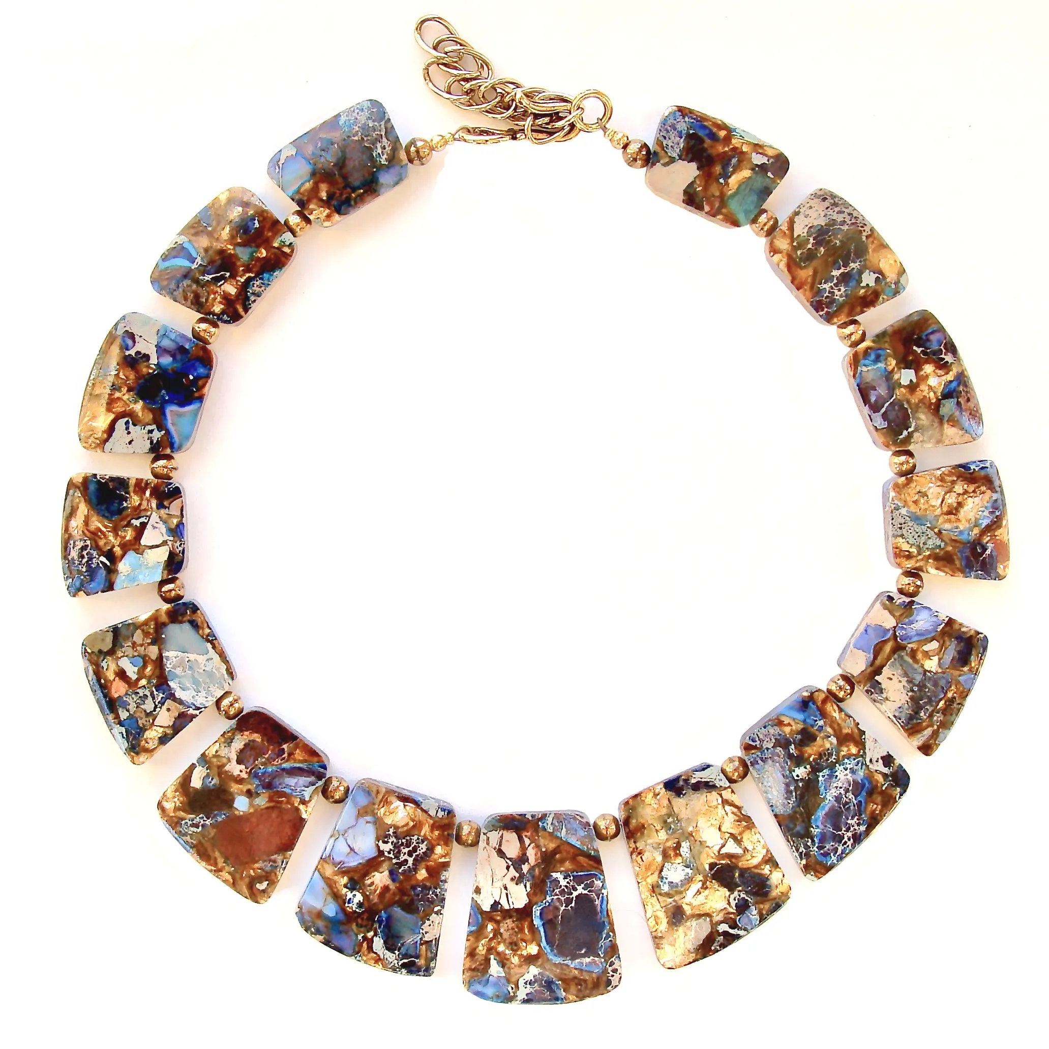 Juno: Statement Necklace with Brown and Blue Stones