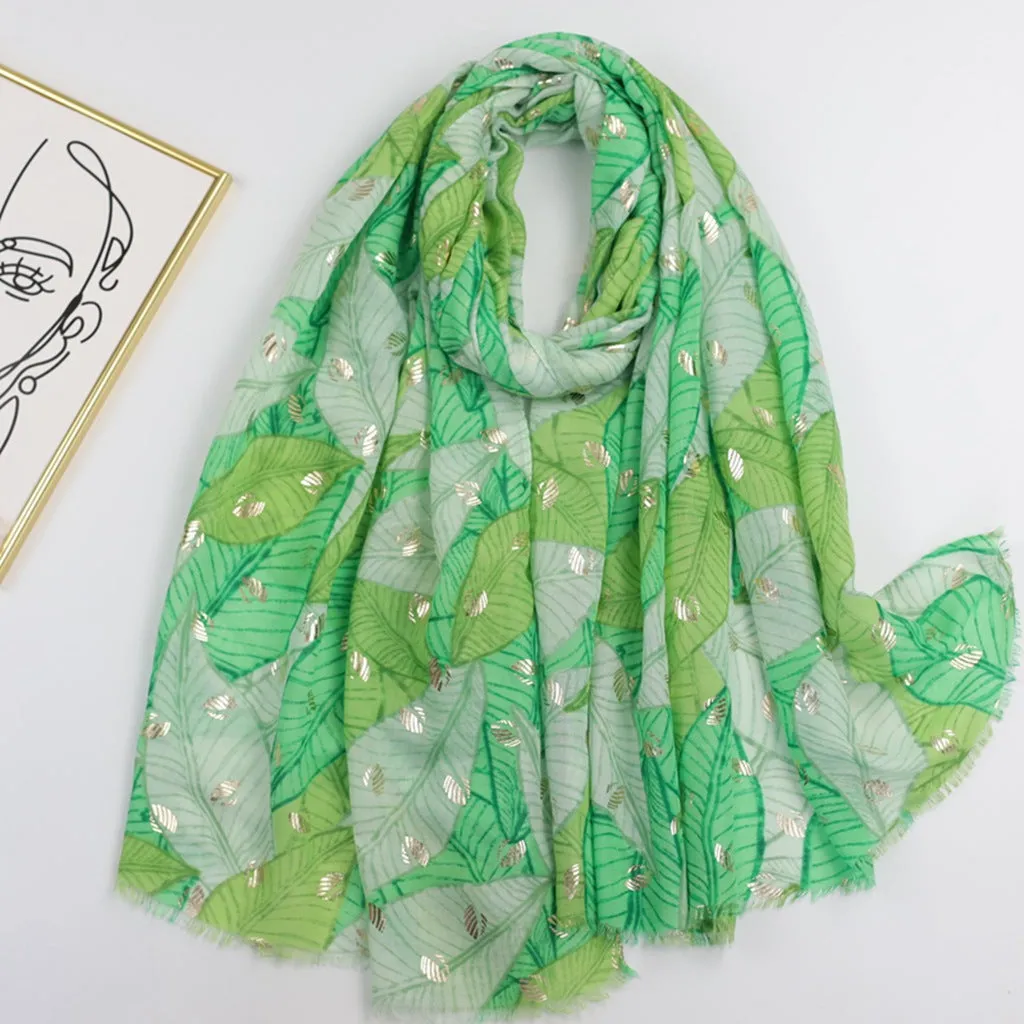 JY230310 hot stamping banana leaf printed scarf