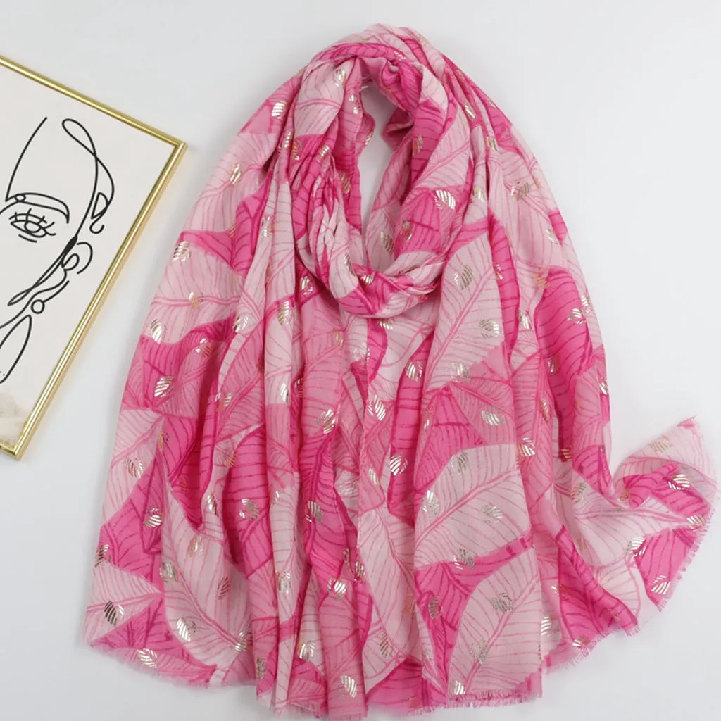 JY230310 hot stamping banana leaf printed scarf