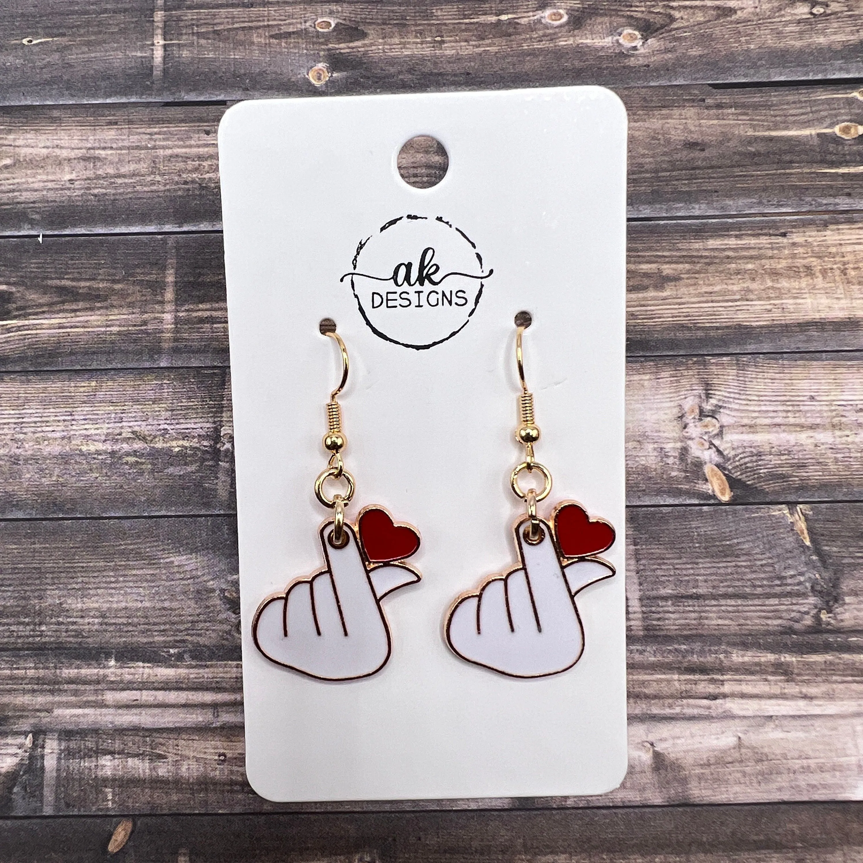 K Pop Finger Heart Valentine Earrings, Hypoallergenic, Valentine's Gift