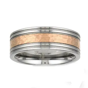 Kellee Designs Men's 8mm Black Tungsten Rose Gold Wedding Band