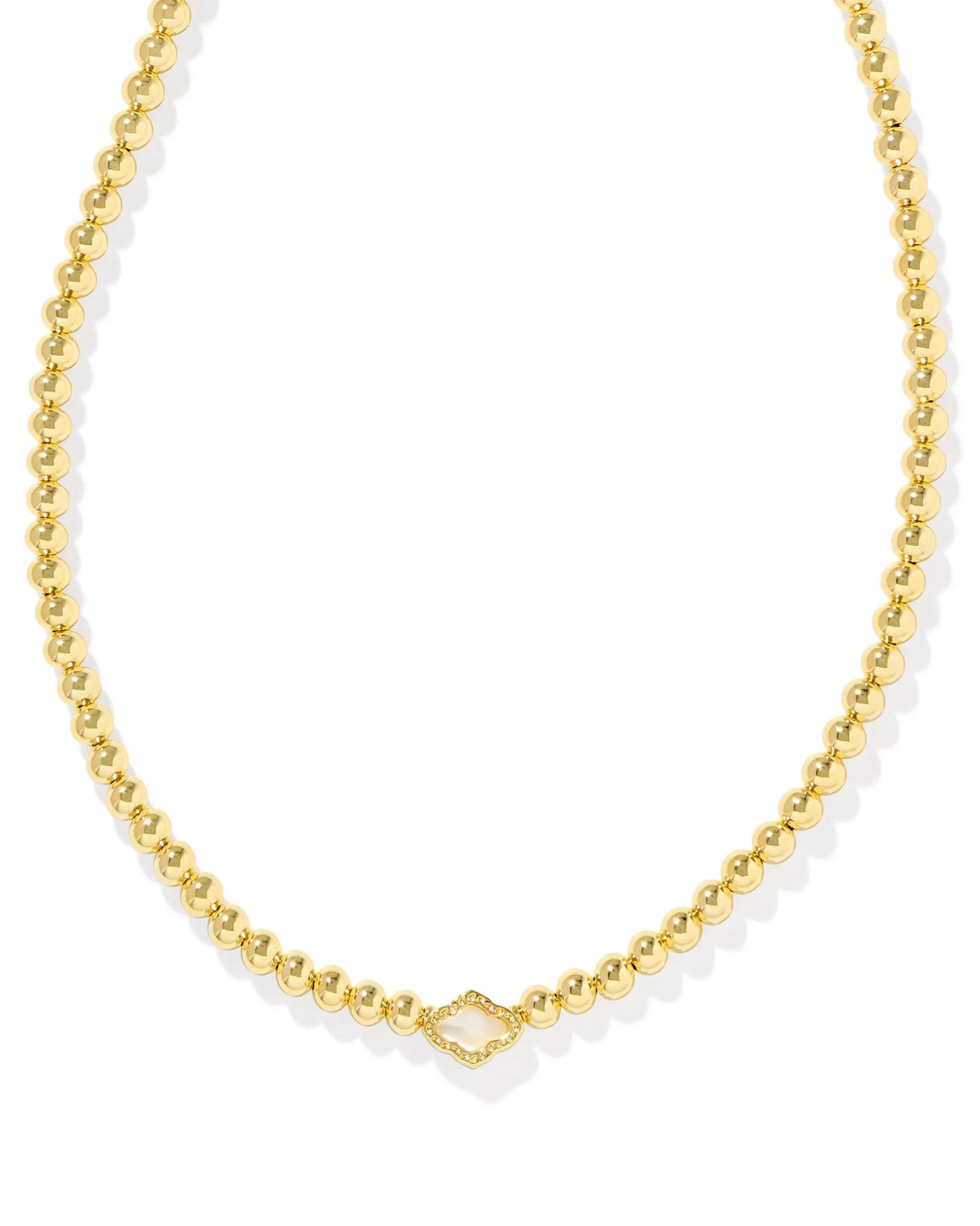 Kendra Scott Abbie Gold Beaded Necklace in Natural Mother of Pearl