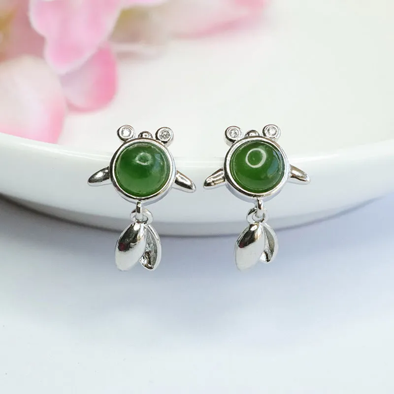 Koi Jade Sterling Silver Earrings