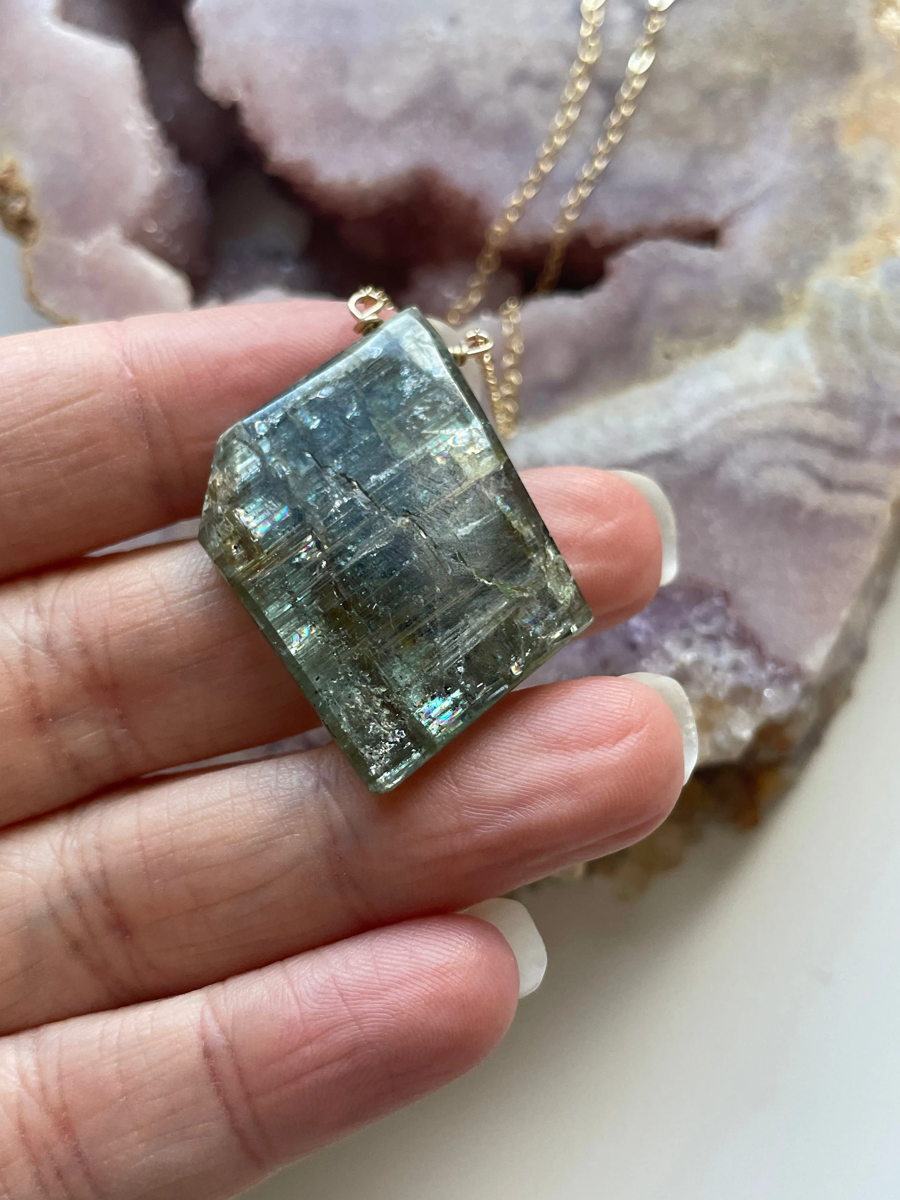 Kyanite Gemstone Pendant Necklace