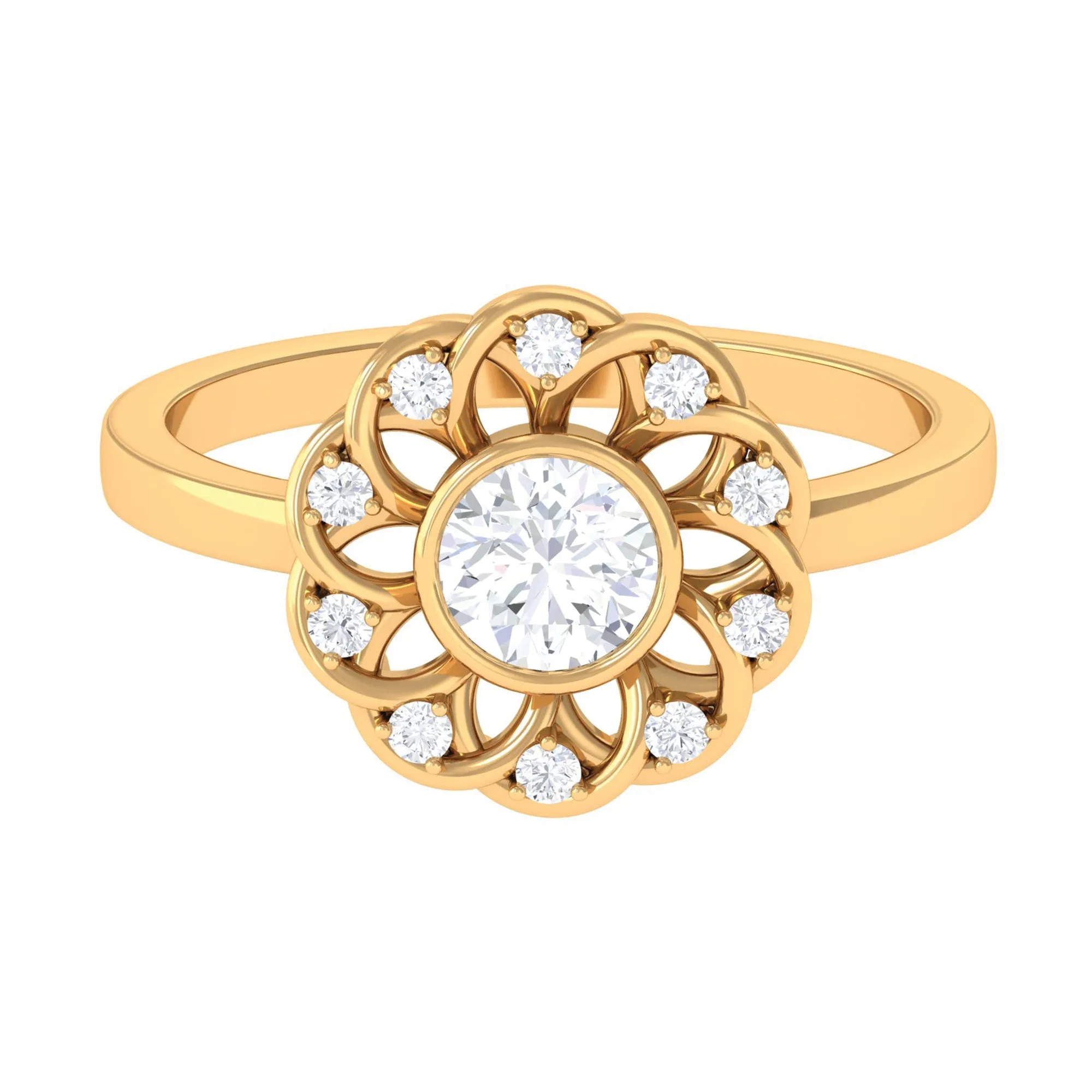 Lab Grown Diamond Nature Inspired Flower Engagement Ring