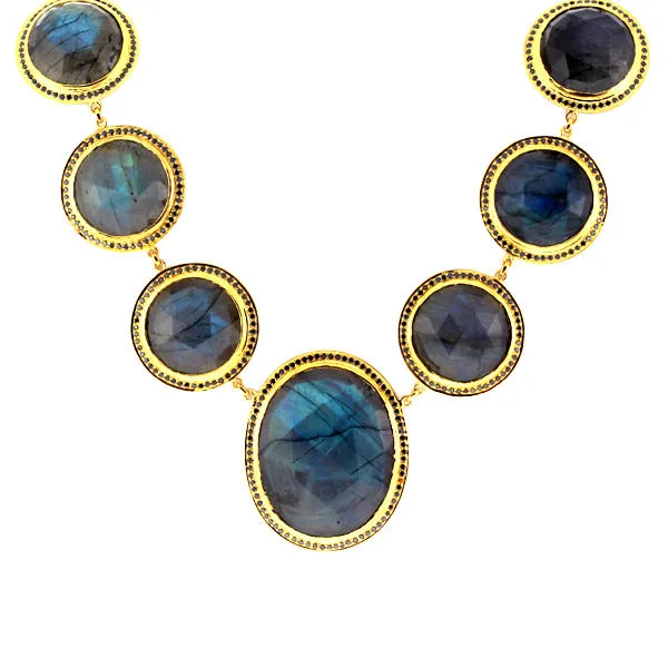 Labradorite Matinee Necklace 18k Yellow Gold Jewelry