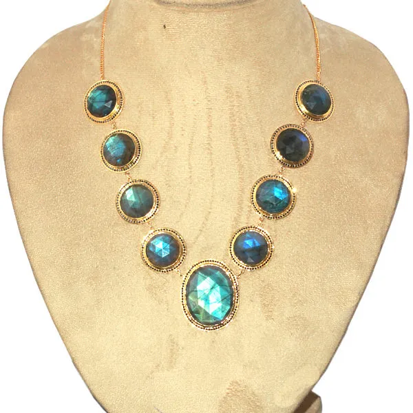 Labradorite Matinee Necklace 18k Yellow Gold Jewelry