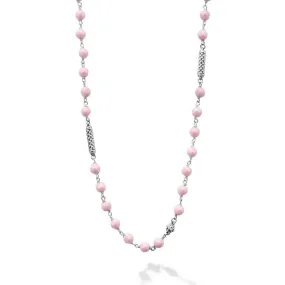 LAGOS 18" Pink Ceramic Caviar Icon Beaded Necklace in Sterling Silver