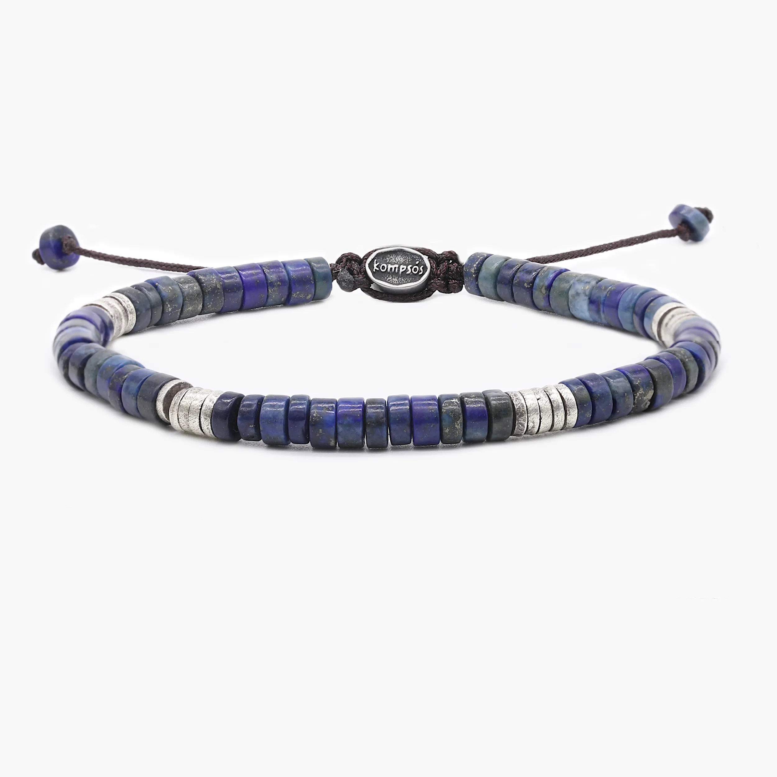 Lapis Lazuli And Sterling Silver Disc Beads Bracelet