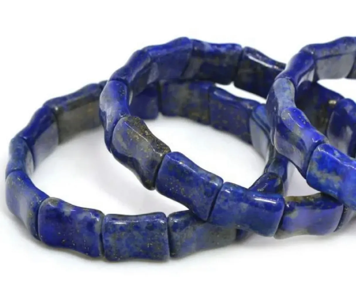 Lapis Lazuli Gemstone Bamboo Bangle Bracelet