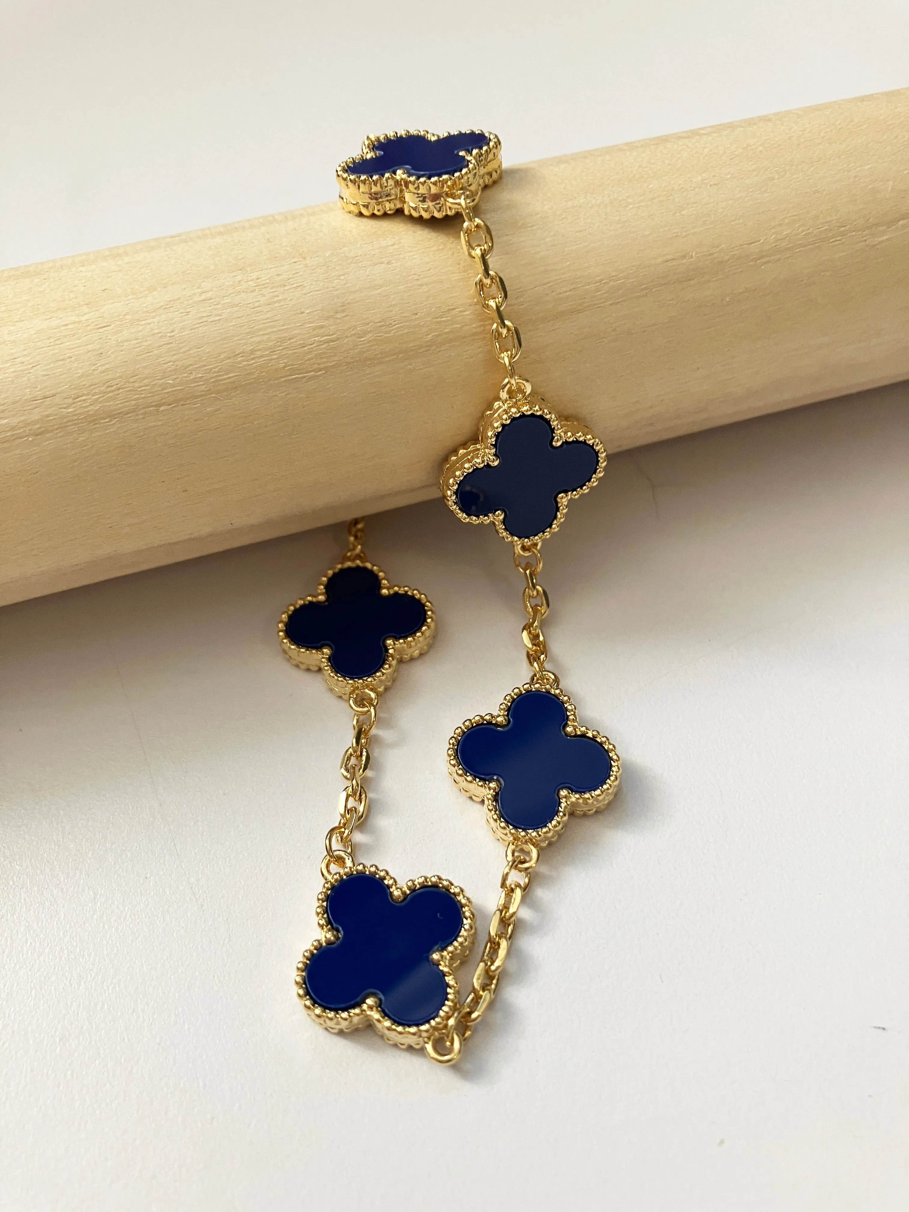 Lapis Lazuli Quatrefoil Gold Plated Necklace