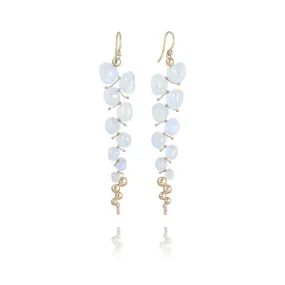 Large Caviar Earrings, Moonstone