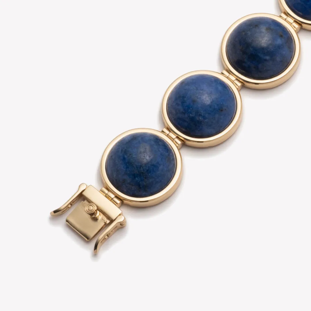 LARGE INLAID DOME BRACELET - LAPIS LAZULI