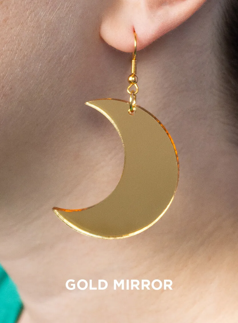 Large Moon Charm Earrings