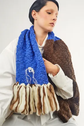 LE BLOCK SCARF CHOCOLATE ELECTRIC BLUE