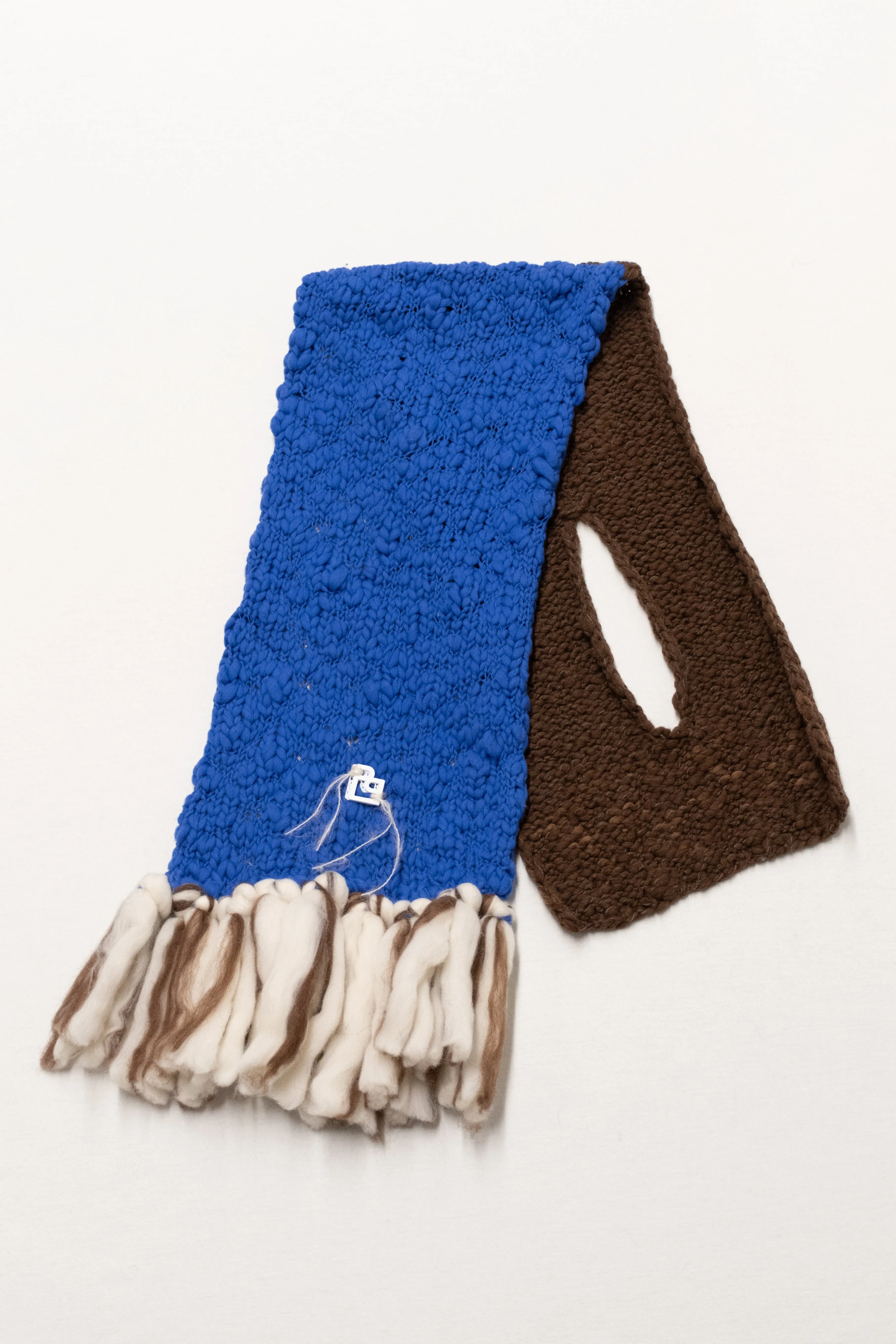 LE BLOCK SCARF CHOCOLATE ELECTRIC BLUE