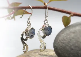 Leaf Moon Stone Sterling Silver Earrings