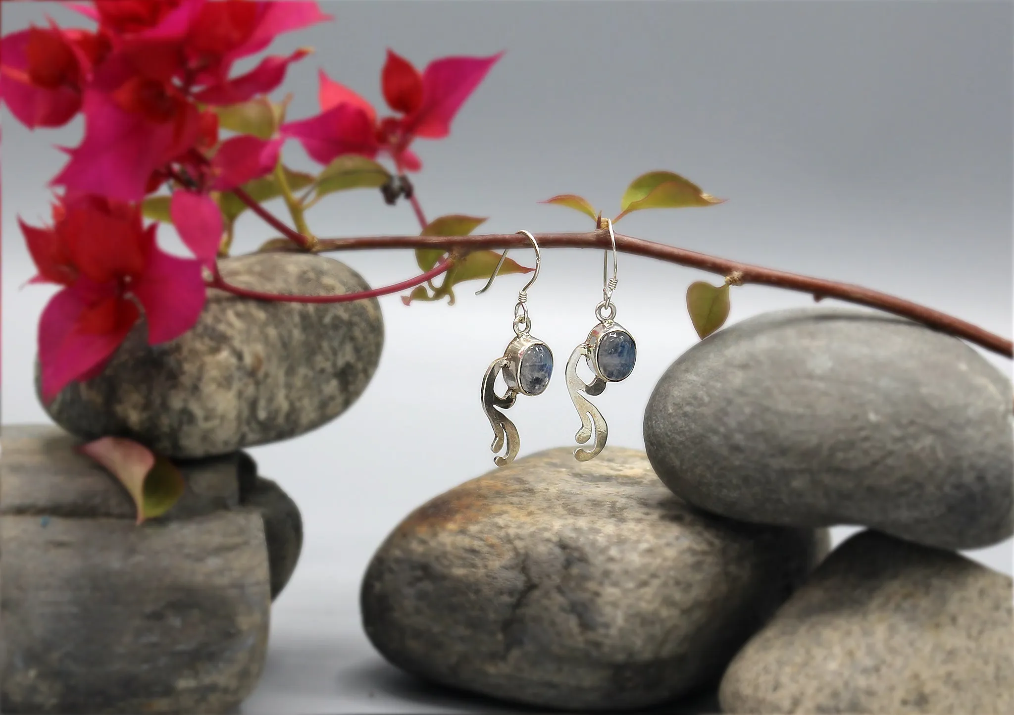 Leaf Moon Stone Sterling Silver Earrings