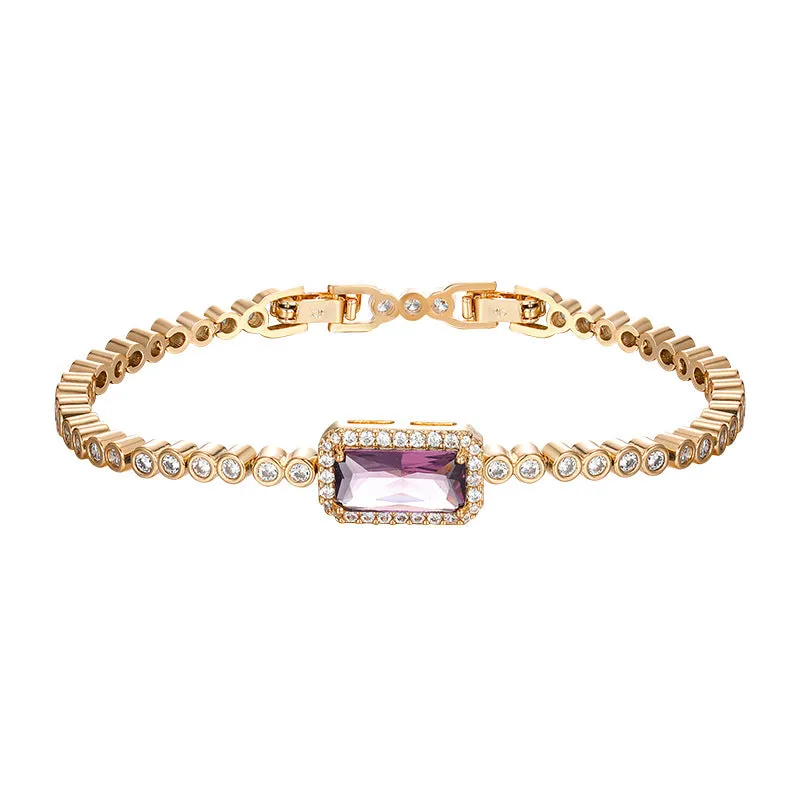 Light luxury micro-studded zirconium square bracelet ins retro high-end sense cold style