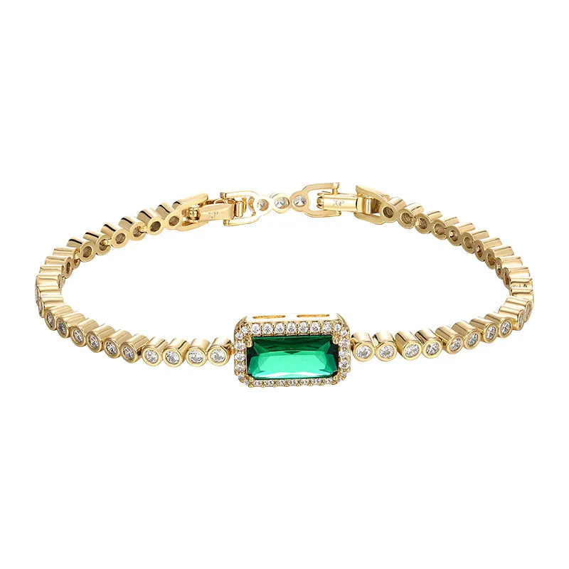 Light luxury micro-studded zirconium square bracelet ins retro high-end sense cold style