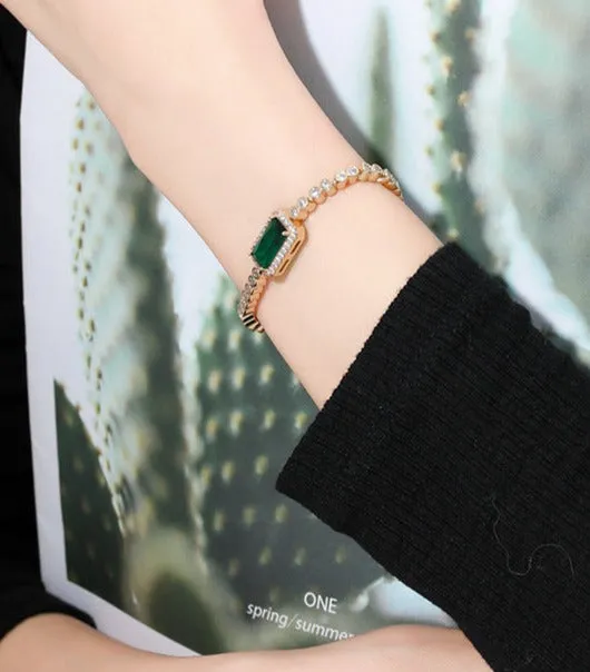 Light luxury micro-studded zirconium square bracelet ins retro high-end sense cold style