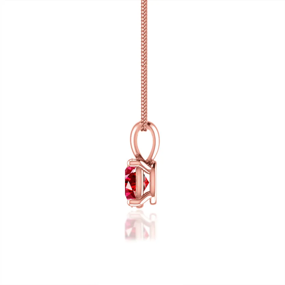 LILA - Oval Ruby 4 Claw Drop Pendant 18k Rose Gold