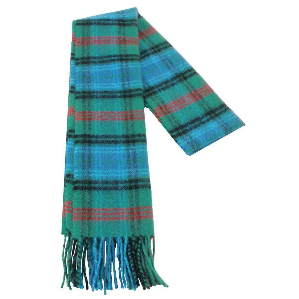 Locharron of Scotland Bowhill Locharron Hunting Ancient Lambswool Tartan Scarf - Green/Blue/Red