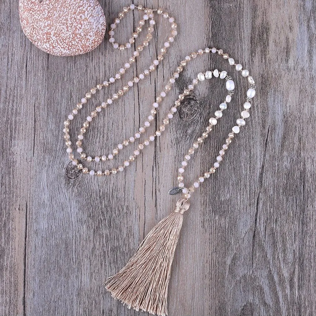 Long Beaded Tassel Necklace