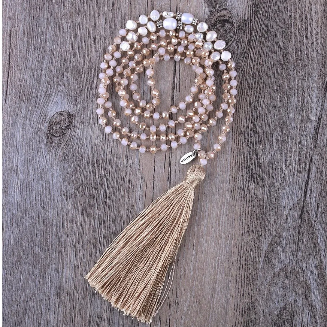 Long Beaded Tassel Necklace