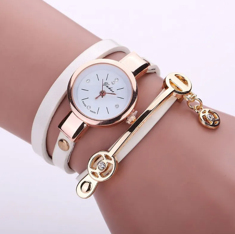 Long-chain thin strap watch quartz watch Three-ring winding bracelet watch