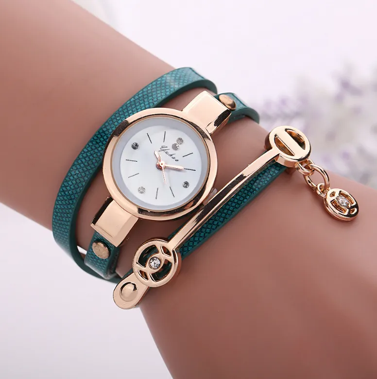 Long-chain thin strap watch quartz watch Three-ring winding bracelet watch