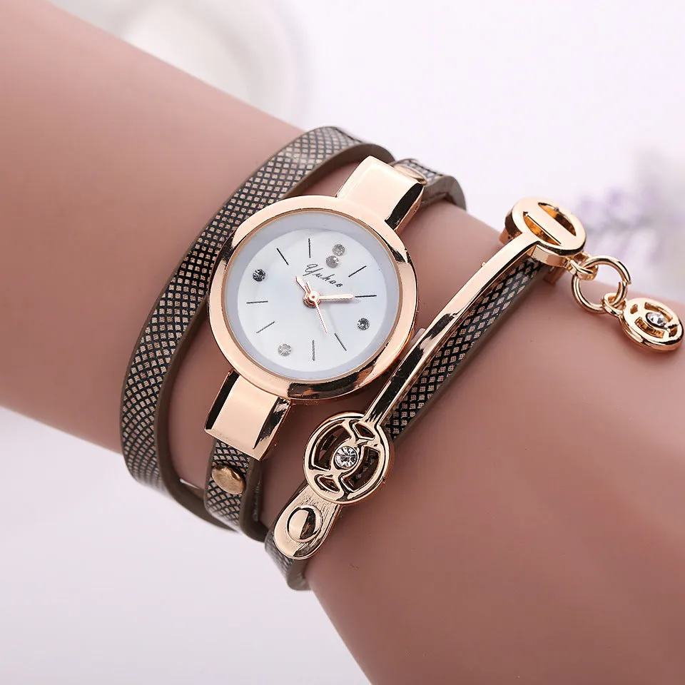 Long-chain thin strap watch quartz watch Three-ring winding bracelet watch