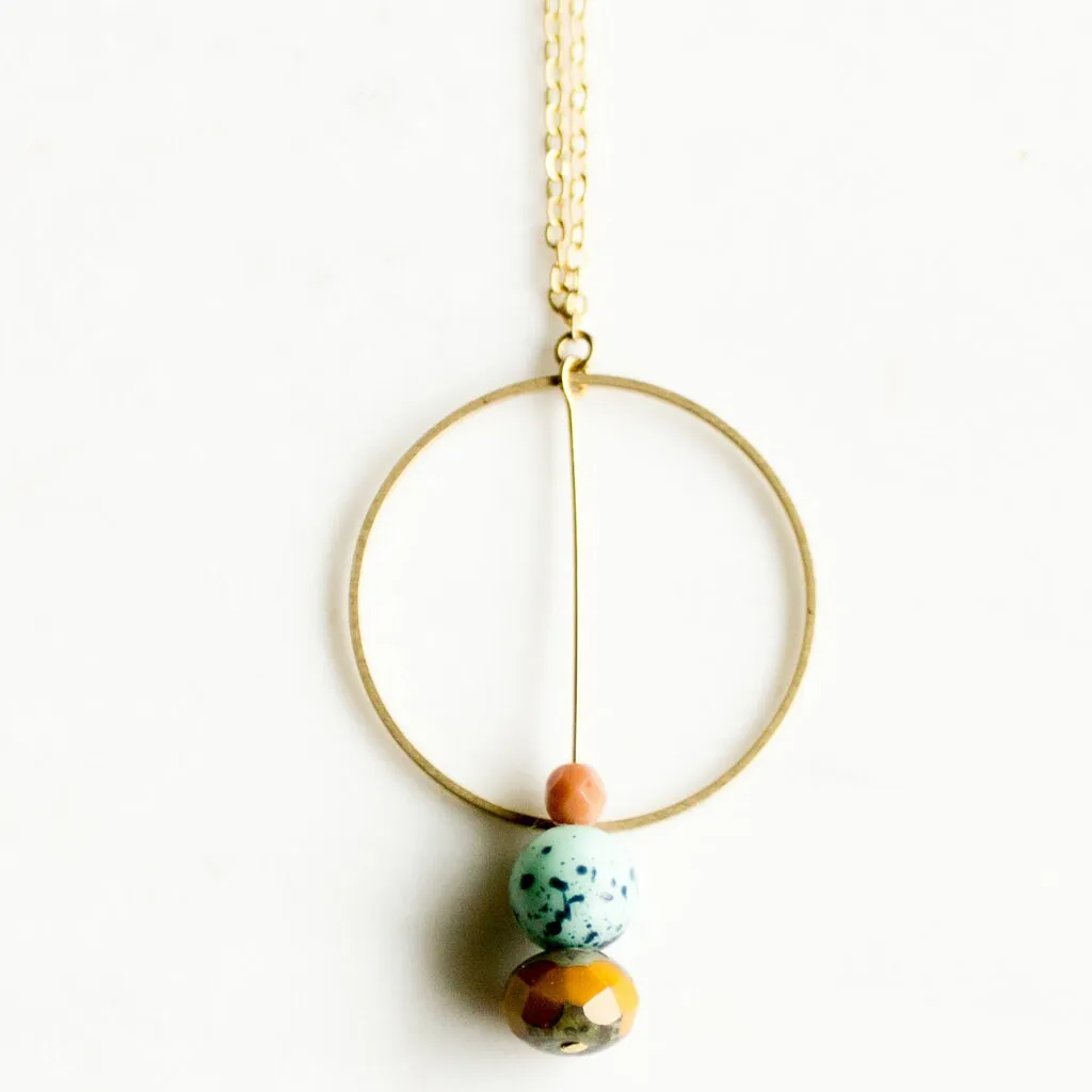 Long Colourful Beaded Circle Necklace